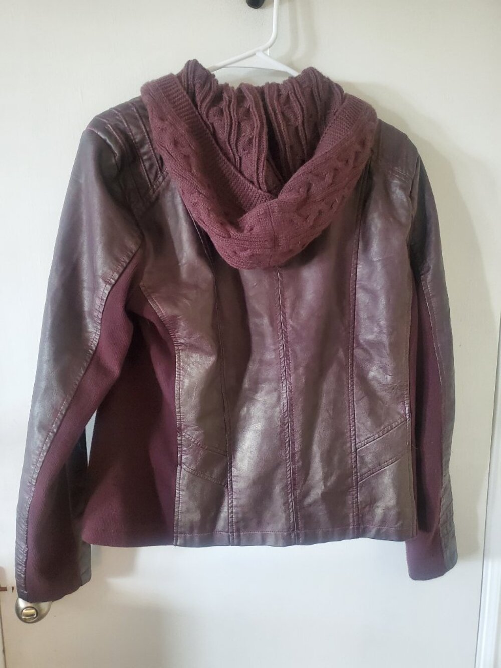 Maurices burgundy hooded faux leather jacket - Picture 5 of 5